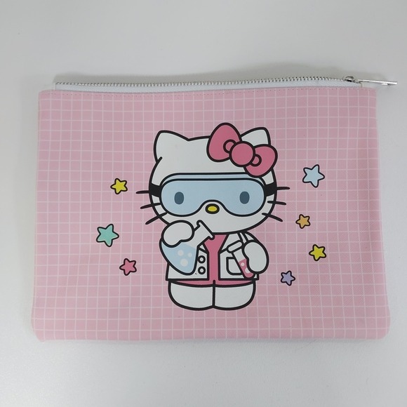 Sanrio Hello Kitty Pink Scientist School Pencil Case Pouch Bag (10x7in) - Picture 1 of 4